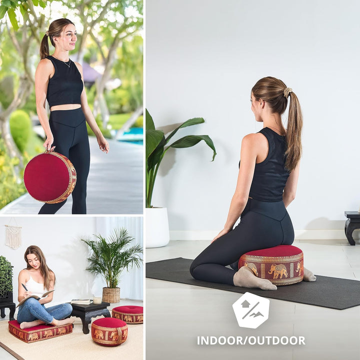 Livasia Meditationskissen Thaiseide, Yogakissen klein mit Kapok, Pouf, Bodenkissen Yoga Zen Meditati