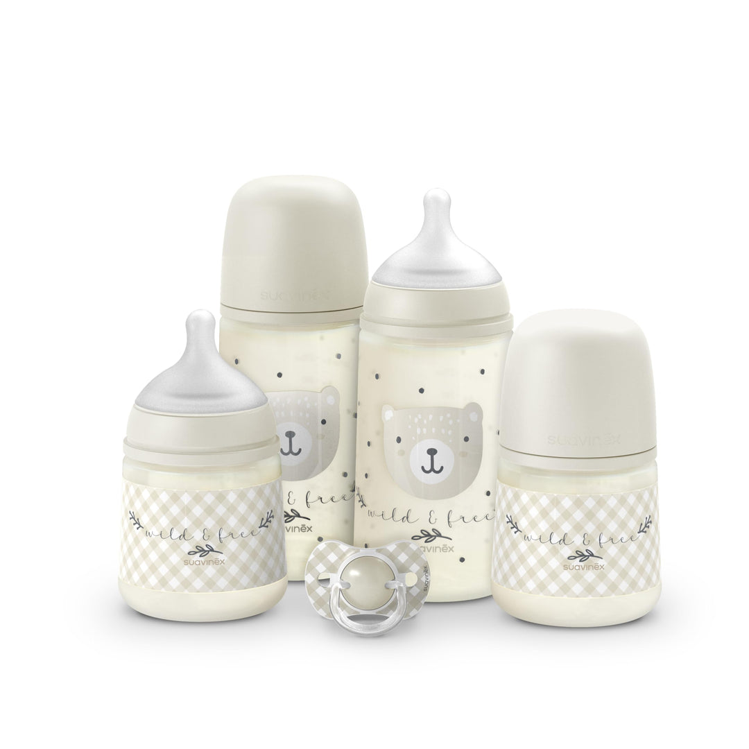 Suavinex, Babyflaschen-Set für Neugeborene, Geschenkset mit: 2 Flaschen 270 ml + 2 Flaschen 150 ml +