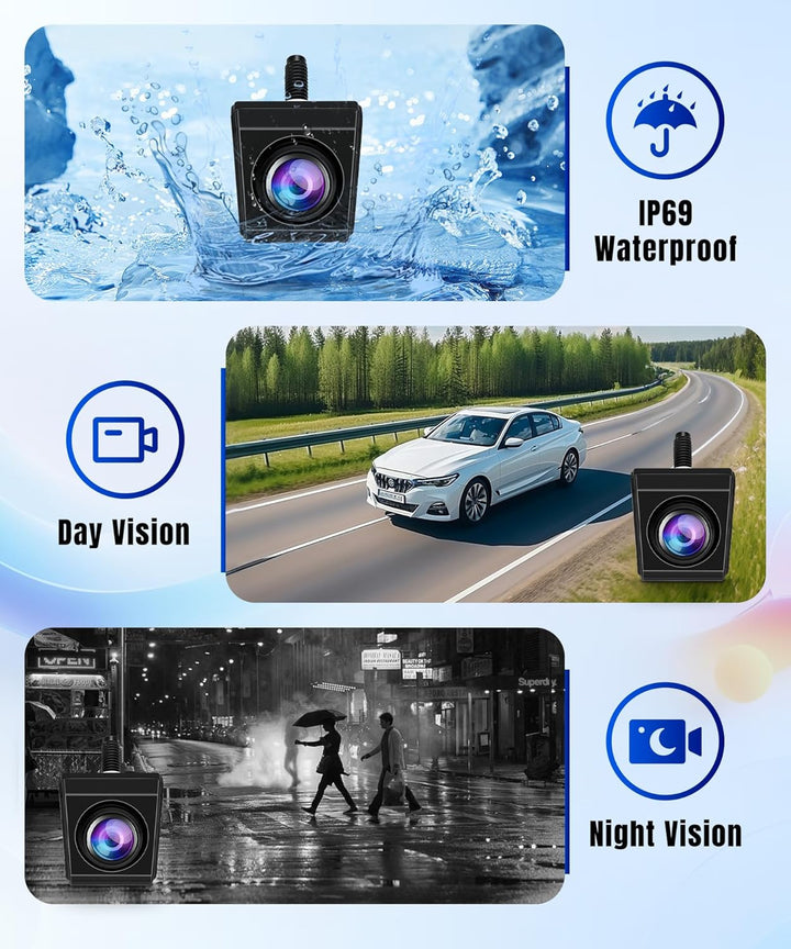 VECHTEL Rückfahrkamera Kable mit 4.3-Zoll-HD-Bildschirm, IP68 Nachtsicht Drehbar Rückfahrkamera mit