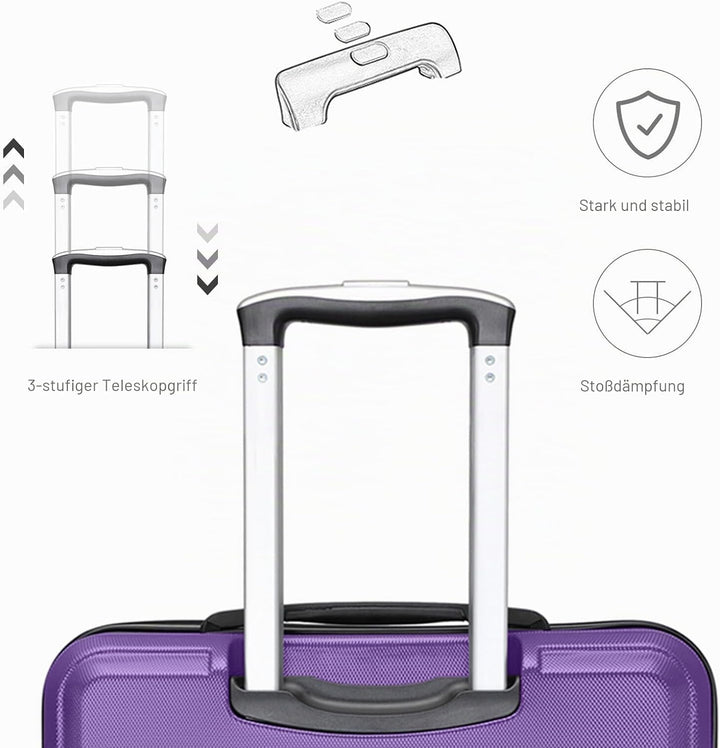 Kono Koffer Trolley Hartschale Handgepäck Zwillingsrollen Leichtgewicht ABS Kabinentrolley Reisekoff