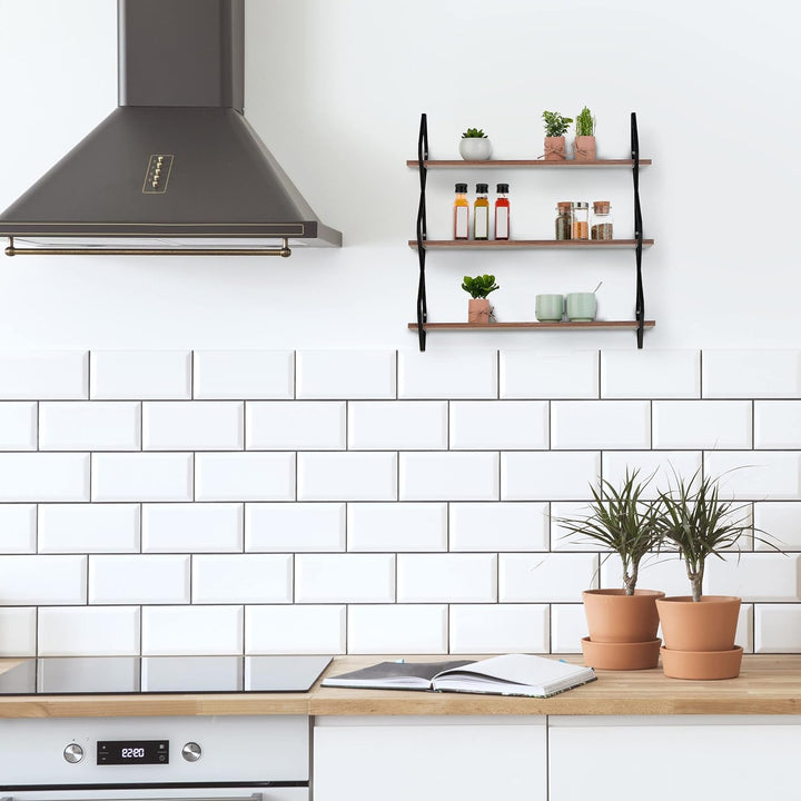 Relaxdays Wandregal, 3 Ablagen, HBT: 60 x 60 x 18,5 cm, Wandablage Flur, Industrial Design, MDF & Me
