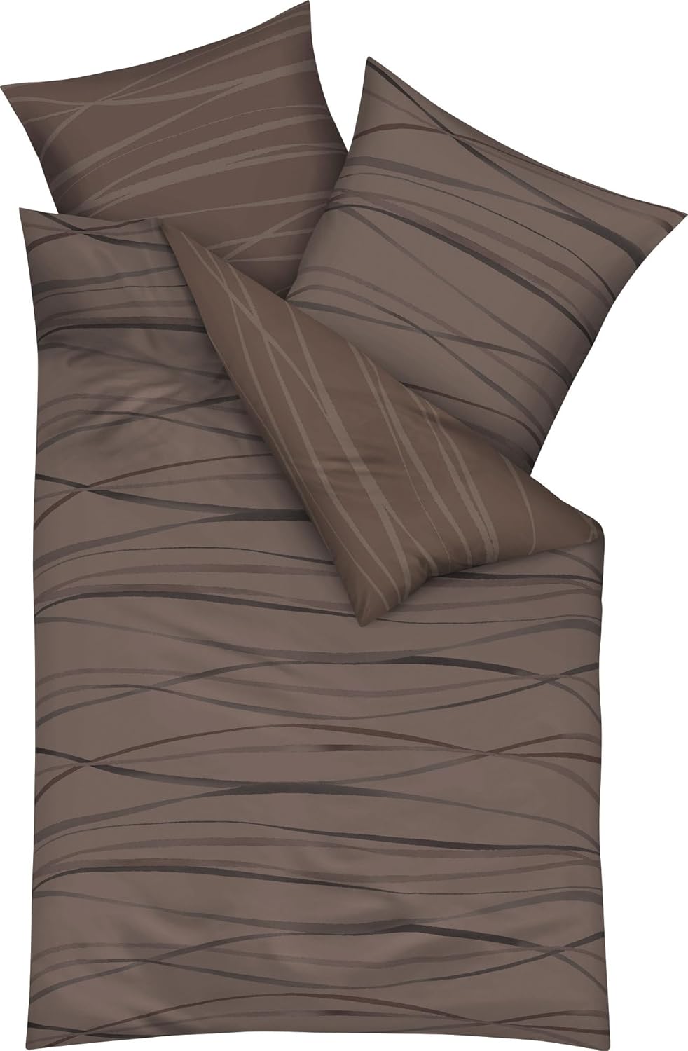 Kaeppel Mako Satin Bettwäsche mit Reissverschluss 135x200 80x80 cm (584 braun) 1x80/80+1x135/200 cm,