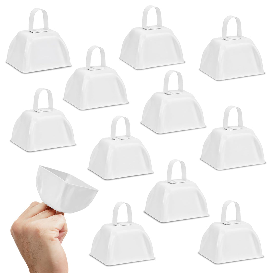 Blue Panda Kuhglocke Cowbell (Set, 12 Stück) - Laute Glocken mit Griffen - Zum Anfeuern bei Sportver