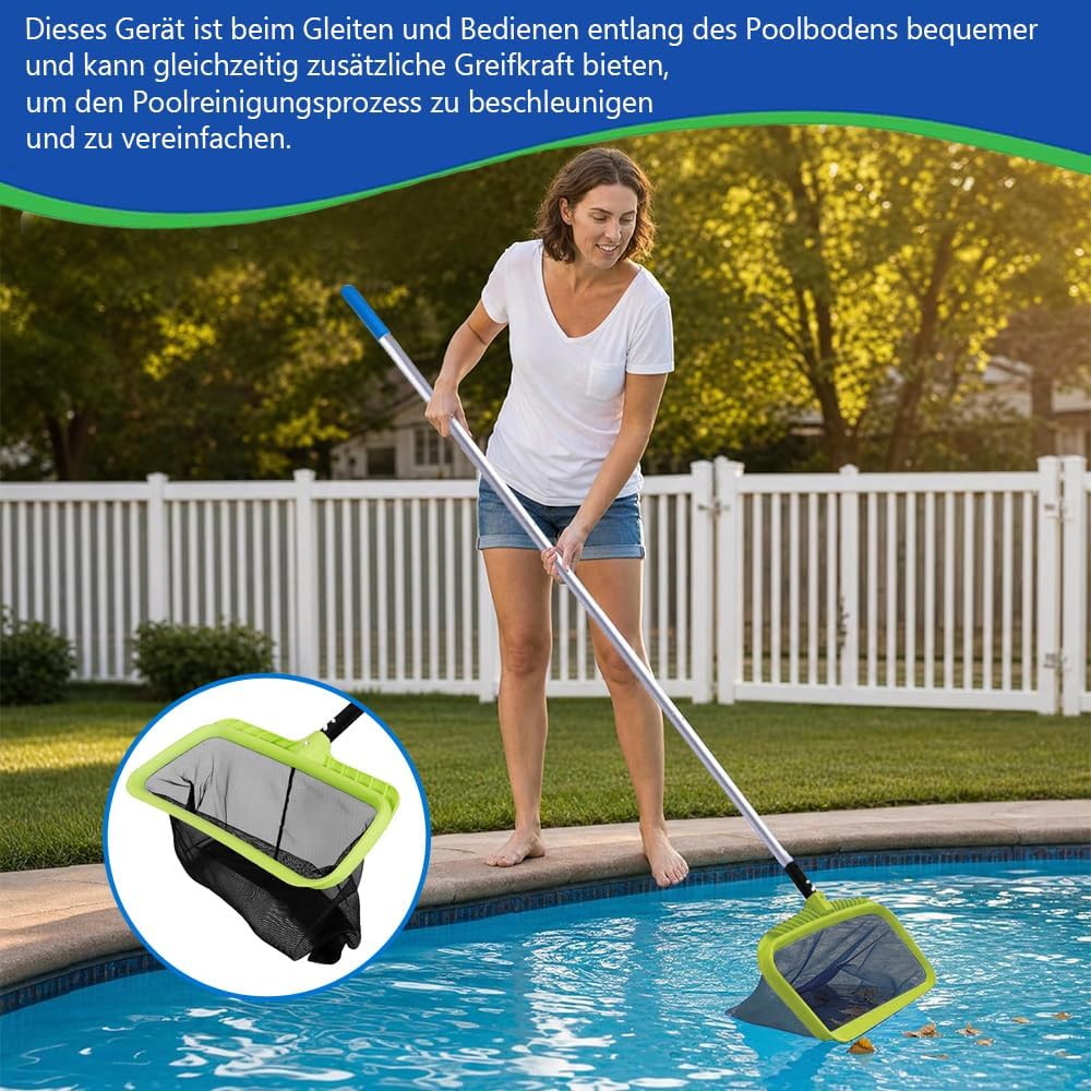 Pool Kescher,Teich Kescher mit 2.1M Verstellbarem Stab,Laubkescher,Poolkescher,Bodenkescher Pool,Poo