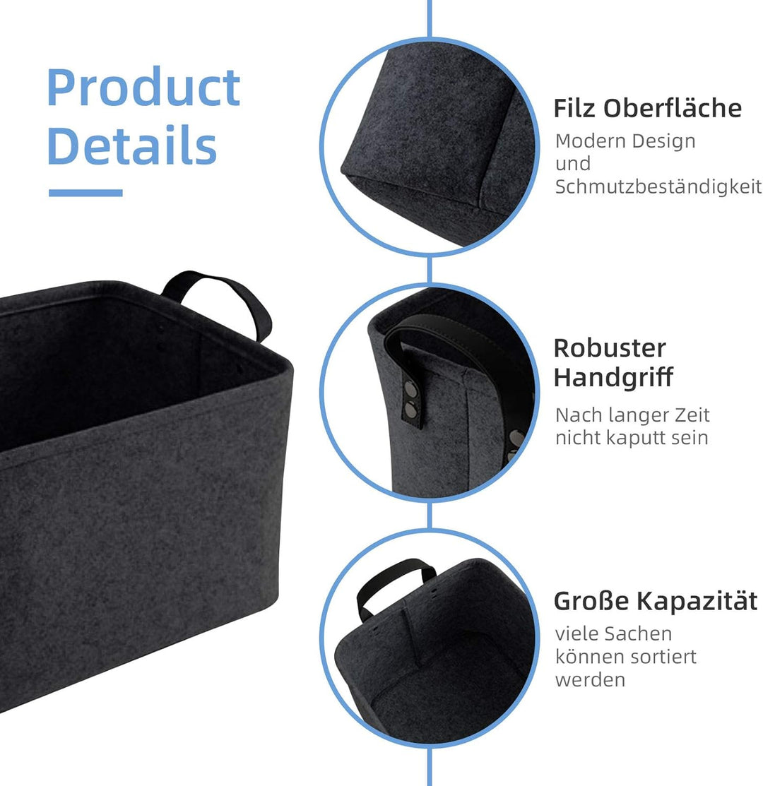 LITLANDSTAR felt storage basket, faltbar filz aufbewahrungsbox für Regal,Wäsche,Schrank,Spielzeug od