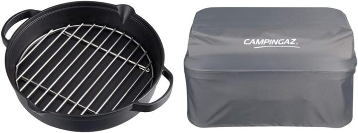 Campingaz Bratpfanne aus Gusseisen mit Grillrost aus Edelstahl, Ø 31,6 cm & Abdeckhaube für Attitude