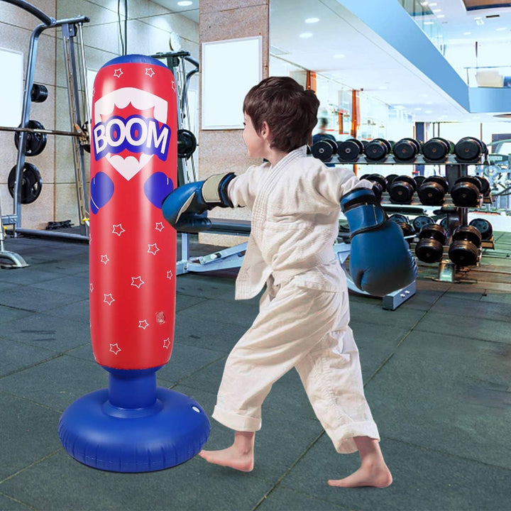 Schwerer Boxsack für Kinder Boxsack Standing Kickboxing Bag mit Stand Boxing Dummy aufblasbare Cool