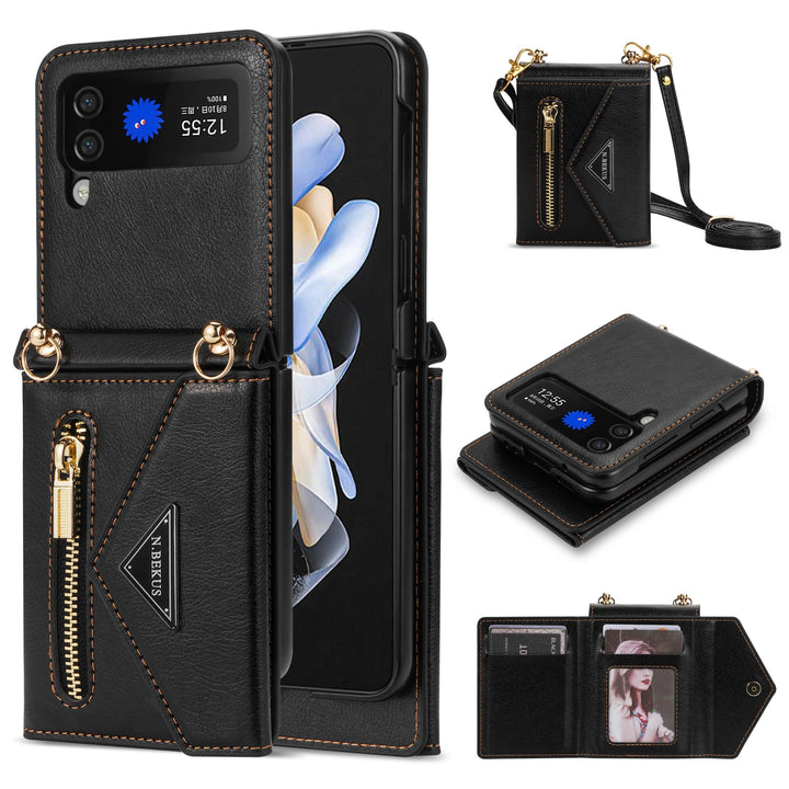 UDBKKDX Handyhülle für Samsung Galaxy Z Flip 4, Schutzhülle Mattes Leder mit Standfunktion hülle Kam