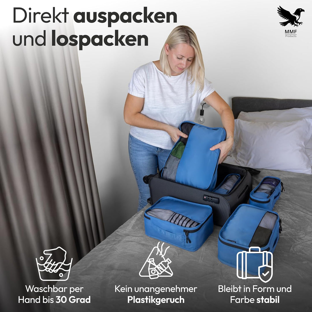 Koffer Organizer Set 5-teilig – Premium Packing Cubes aus robustem Twill mit YKK-Reissverschlüssen –