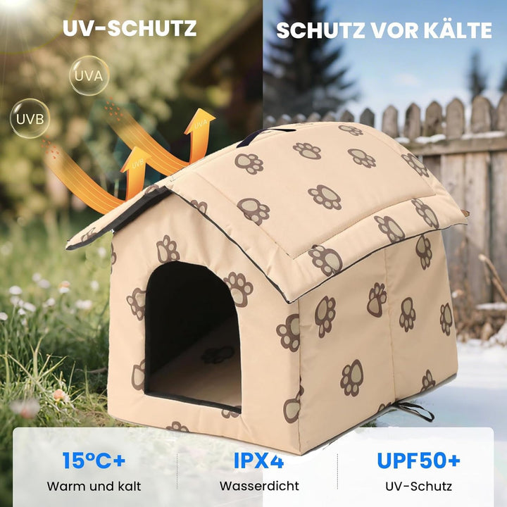 Katzenhaus Outdoor, Katzenhöhle für Draussen, Katzenhaus Für Draussen Winterfest Wasserdicht, Kombin
