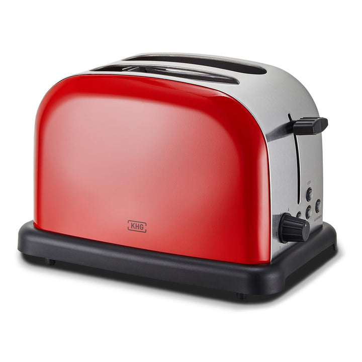 KHG Edelstahl Toaster mit Brötchenaufsatz, 2 Scheiben | 6 Bräunungsstufen mit Bräunungskontrolle, Kr
