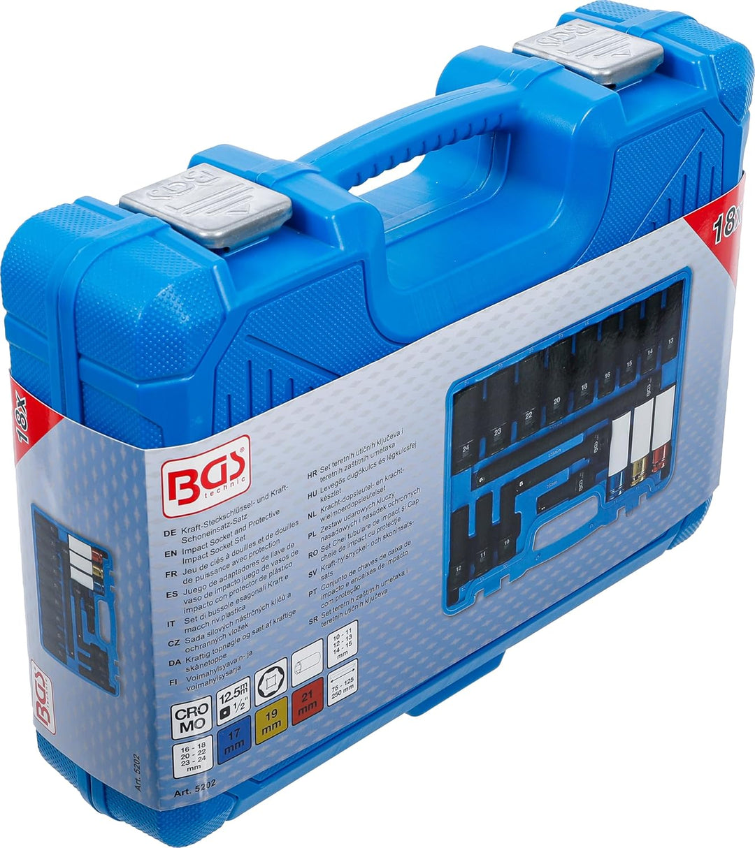 BGS 5202, Kraft-Steckschlüssel- und Kraft-Schoneinsatz-Satz, Sechskant, Antrieb Innenvierkant 12,5 m