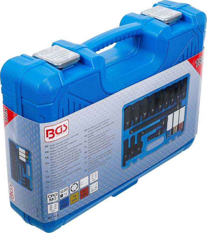 BGS 5202, Kraft-Steckschlüssel- und Kraft-Schoneinsatz-Satz, Sechskant, Antrieb Innenvierkant 12,5 m