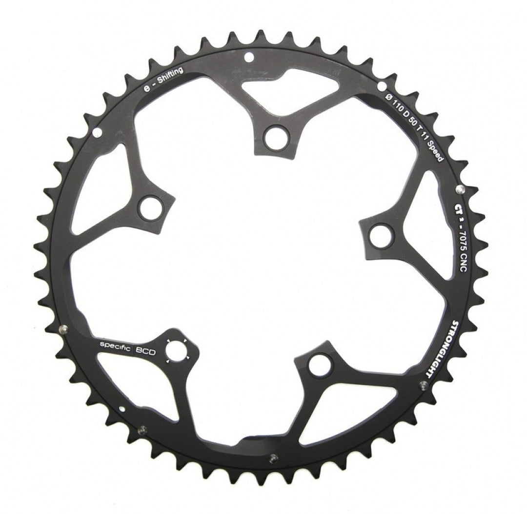 Stronglight Kettenblatt E-Shifting 110D Campagnolo (aussen | 50 Zähne | 11-Fach) Schwarz, Schwarz