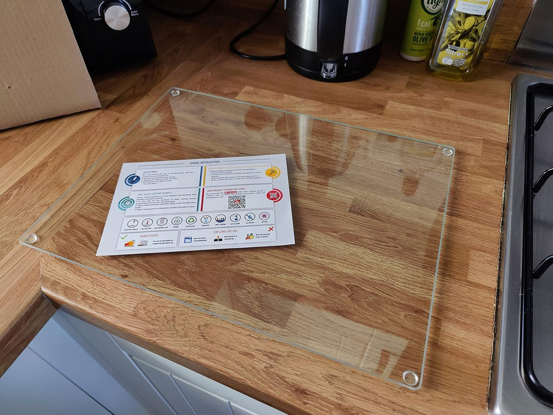 Schneidebrett Glas - Premium Gehärtetes Glas Schneidebrett (40x30 cm), Robuste und Klare Arbeitsplat