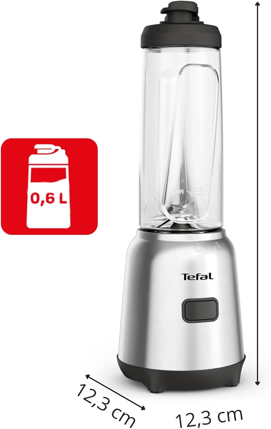 Tefal BL15FD Mix & Move Mini-Standmixer | 300 Watt | 2 Flaschen To-Go in Premium Tritan | kompaktes