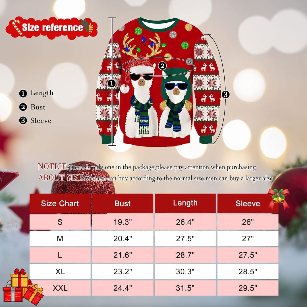 Freshhoodies Unisex Strickpullover Weihnachtspullover Mit LED Leuchten Neuheit Ugly Weihnachtspulli