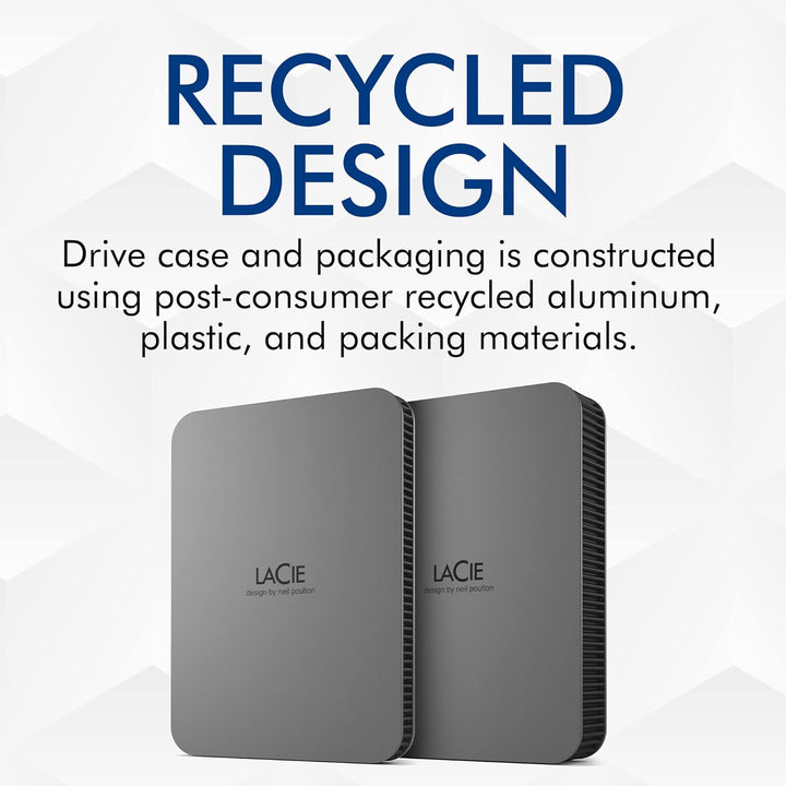 LaCie MOBILE DRIVE Secure 4TB tragbare externe Festplatte, 2.5 Zoll, Mac & PC, space grey, inkl. 2 J