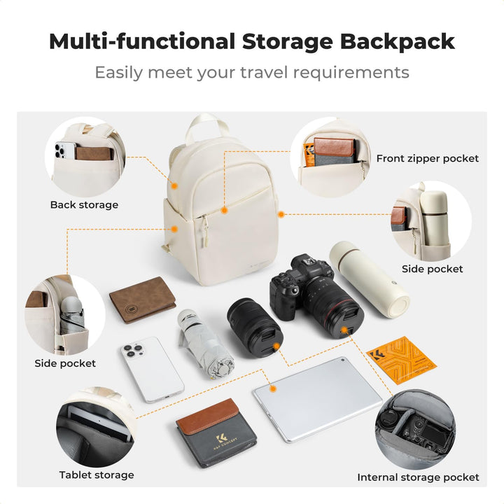 K&F CONCEPT Täglicher Kamerarucksack, Fotorucksack Klein Tragbar mit Verstellbarem Schultergurt für