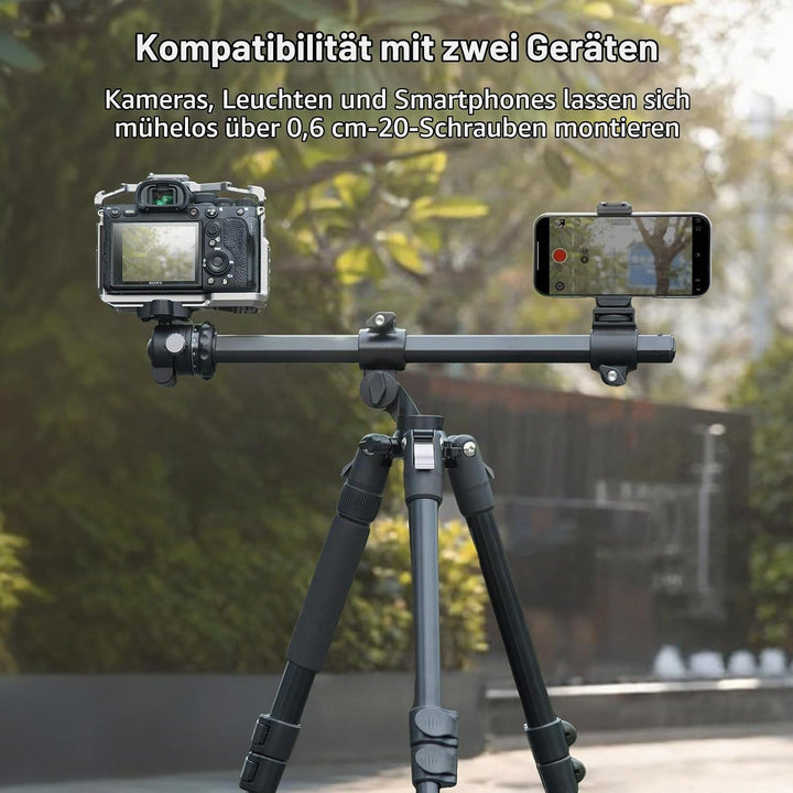SMALLRIG CT25 64,5"/164cm Horizontales Überkopfstativ für Kamera mit Smartphone-Halterung und Traget