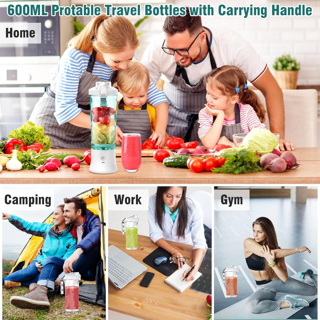 Idota Tragbarer Mixer 600ml Smoothie Maker to Go, Tragbarer Entsafter mit 6 Klinge und USB Wiederauf