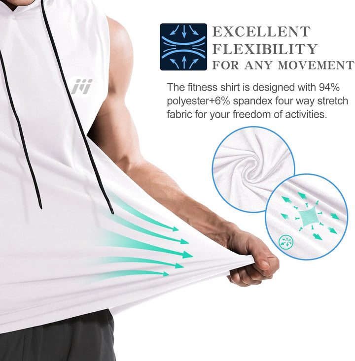 MEETWEE Herren Tank Top, Sportshirt mit Kapuze Ärmelloses Muskelshirts Fitness Sleeveless Shirt Atmu