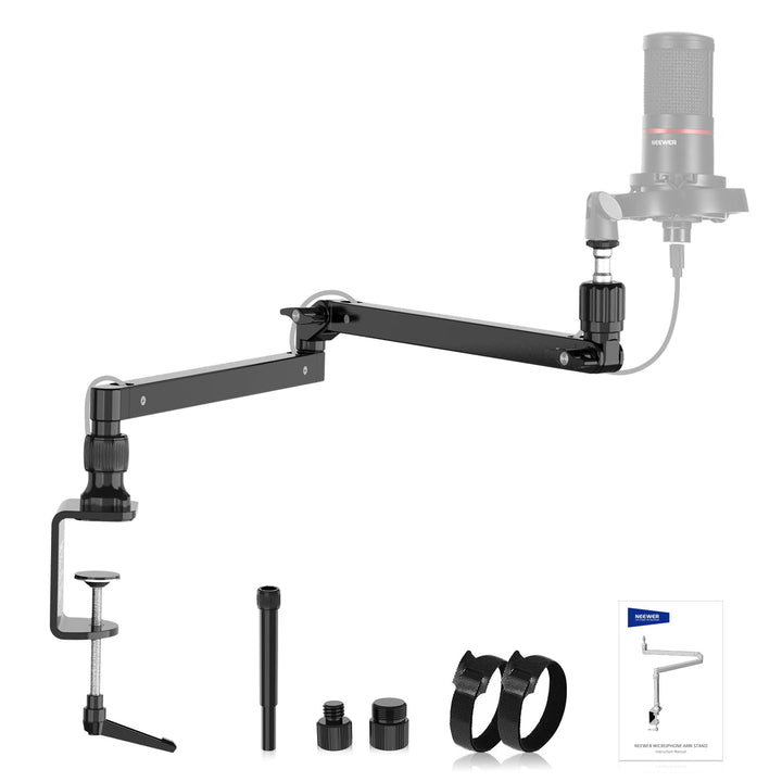 NEEWER Mikrofonarm Ständer, Niedriges Profil Mic Arm Tischhalterung mit Dämpfung, 360° drehbarer Boo