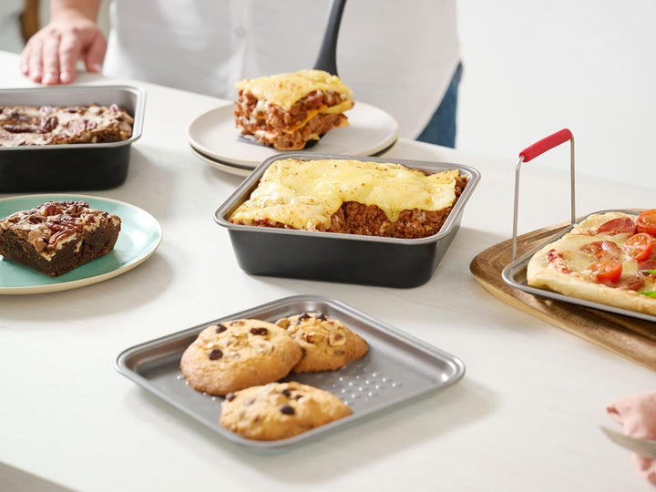 Tefal Dail'Easy 4-tlg. Heissluftfritteusen Accessoires Set, Lochblech-Tablett, Backblech, 2x Quadrat
