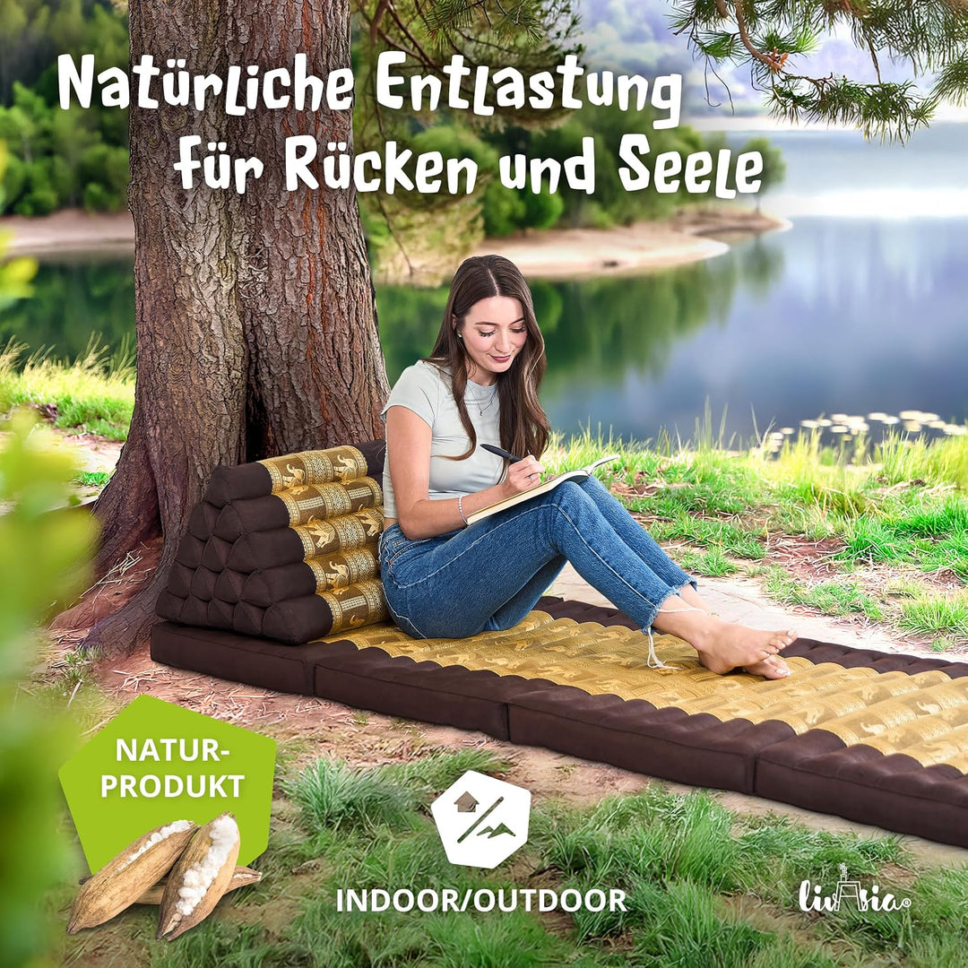 livasia Rückenstützkissen extrahoch mit Thaiseide - 38x55x35cm - Dreieckskissen für Garten/Balkon, K