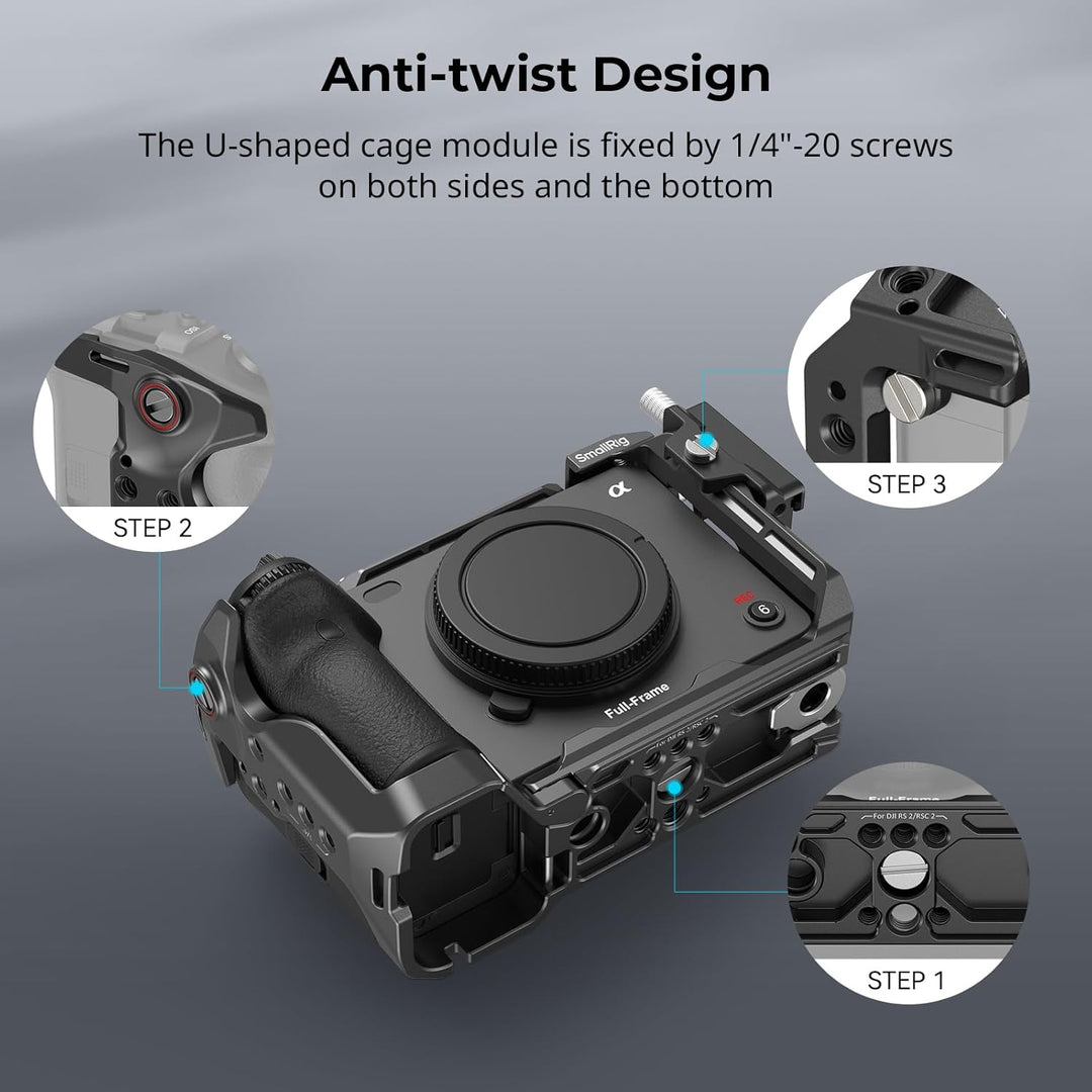 SMALLRIG Cage für Sony FX30 FX3 mit HDMI-Kabelklemme, Klassisch Hellschwarze Oberfläche, Inklusive K