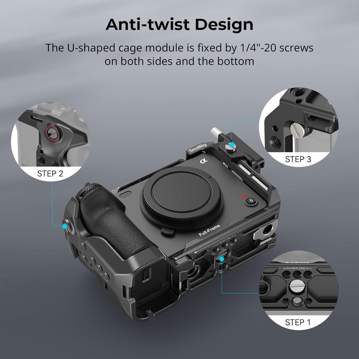 SMALLRIG Cage für Sony FX30 FX3 mit HDMI-Kabelklemme, Klassisch Hellschwarze Oberfläche, Inklusive K