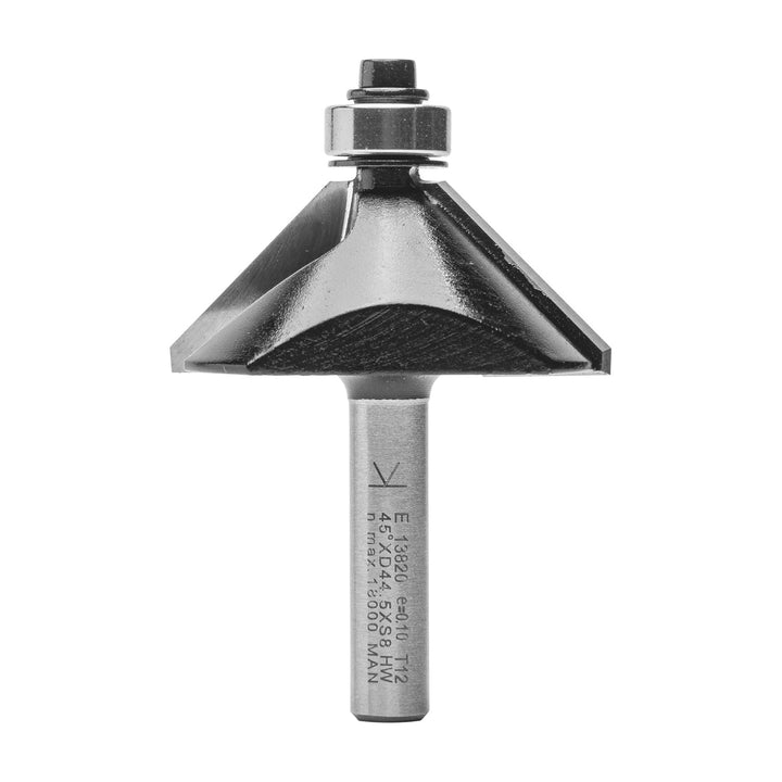 ENT 13820 Fasefräser HW, Schaft (S) 8 mm, Durchmesser (D) 44,5 mm, NL 15,9 mm, E 45°, SL 32 mm, mit