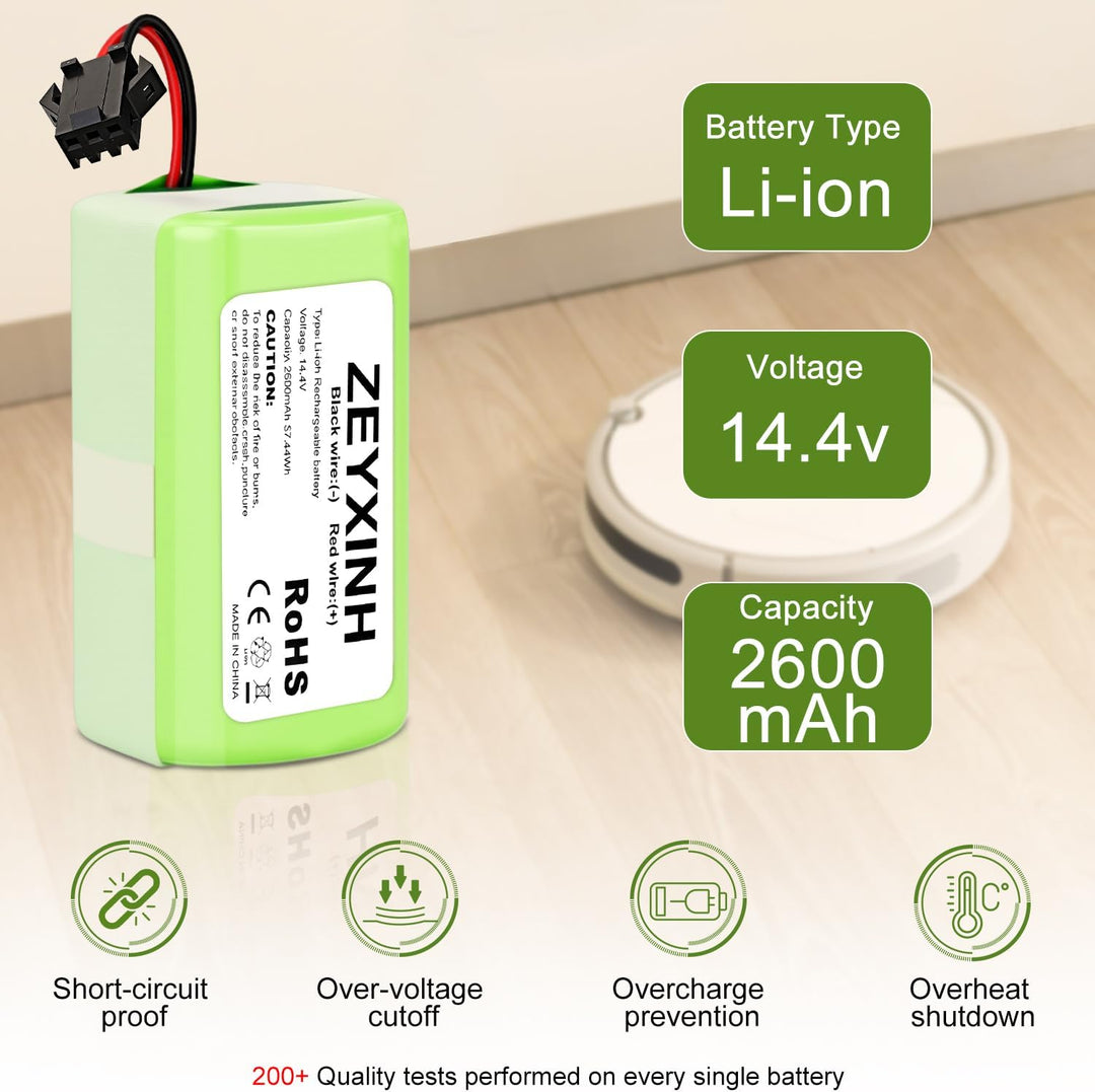 ZEYXINH 2600mAh 14.4V Li-ion Ersatzakku für Ecovacs Deebot N79 N79S DN622 RoboVac 11 11S 11S MAX 12