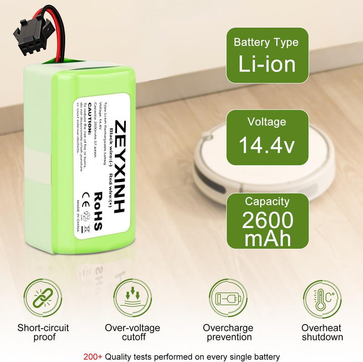 ZEYXINH 2600mAh 14.4V Li-ion Ersatzakku für Ecovacs Deebot N79 N79S DN622 RoboVac 11 11S 11S MAX 12