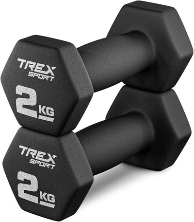 TREX SPORT Neopren Hanteln Set | Kurzhanteln 2er Set 4kg-20kg | Hanteln Frauen & Männer Set 2 x 2 kg