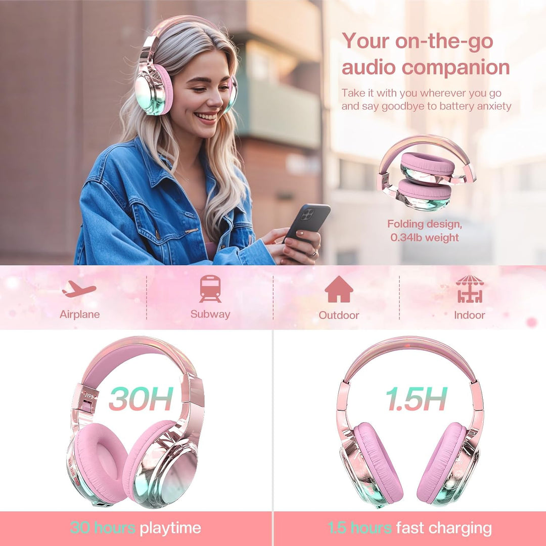 JYPS Bluetooth Kopfhörer Kinder, Kabellose Kopfhörer Bluetooth Kinder Over Ear, Kopfhörer Kinder Blu