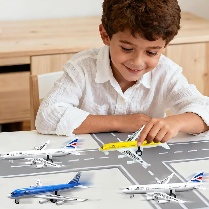 Flugzeug-Spielzeug, Metall-Flugzeug zum Zurückziehen, Flugzeugspielzeug für 3 4 5 6 Jahre alte Junge