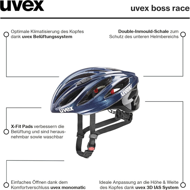 uvex boss race - sicherer Performance-Helm für Damen und Herren - individuelle Grössenanpassung - op