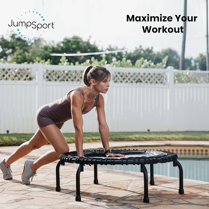 *Testsiegertrampolin* - JumpSport Fitnesstrampolin-Premium Minitrampolin- Einzelgummiseile (Modell 3