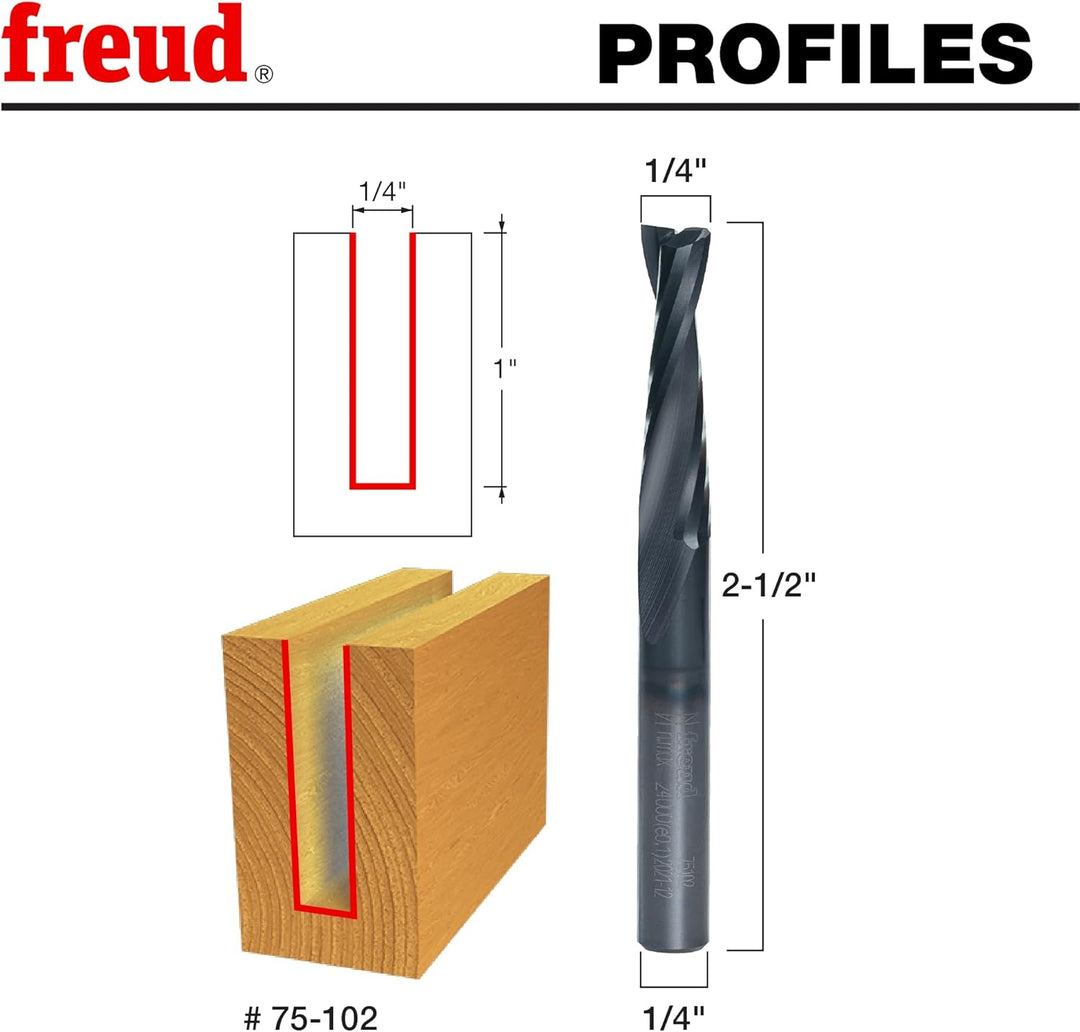 1/20,3 cm (Dia.) Down Spiral Bit, 75-102 1/4 Zoll Doppelnut-Spiralfräser-Bit, 1/4 Zoll Doppelnut-Spi