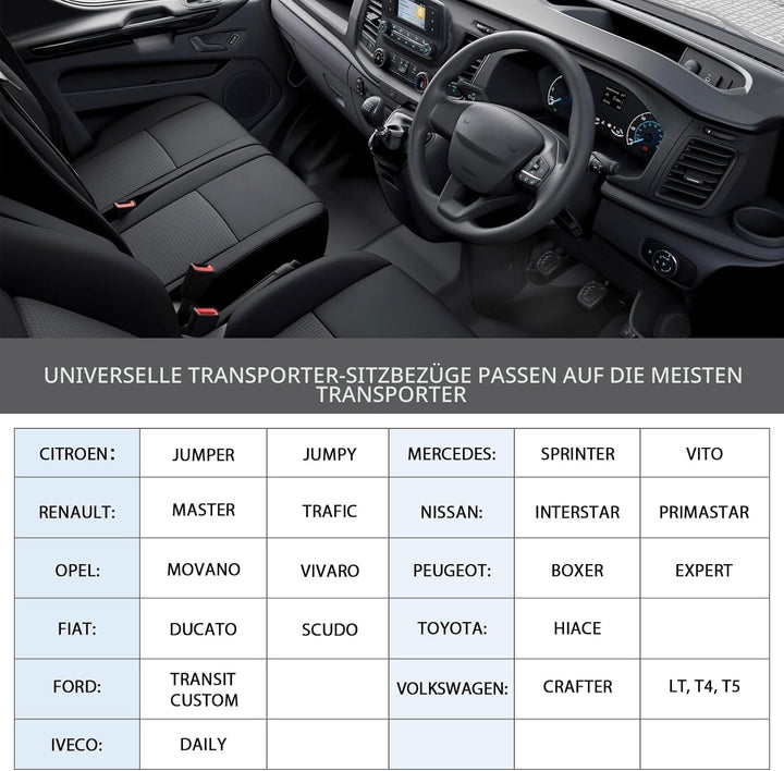 TOYOUN Universal Auto Sitzbezüge für Transporter LKW Vorn Autositzbezüge 2+1, Sitzbezug Fahrersitz +