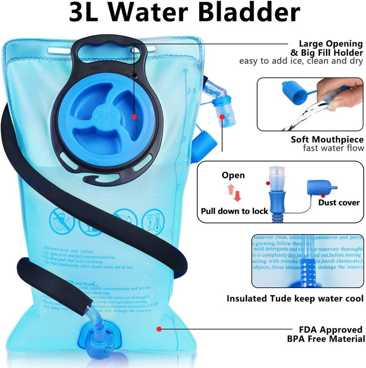 Lunidry Fahrradrucksack mit Trinkblase 3L, Laufrucksack Trinkrucksack 15L für Damen & Herren, Wasser