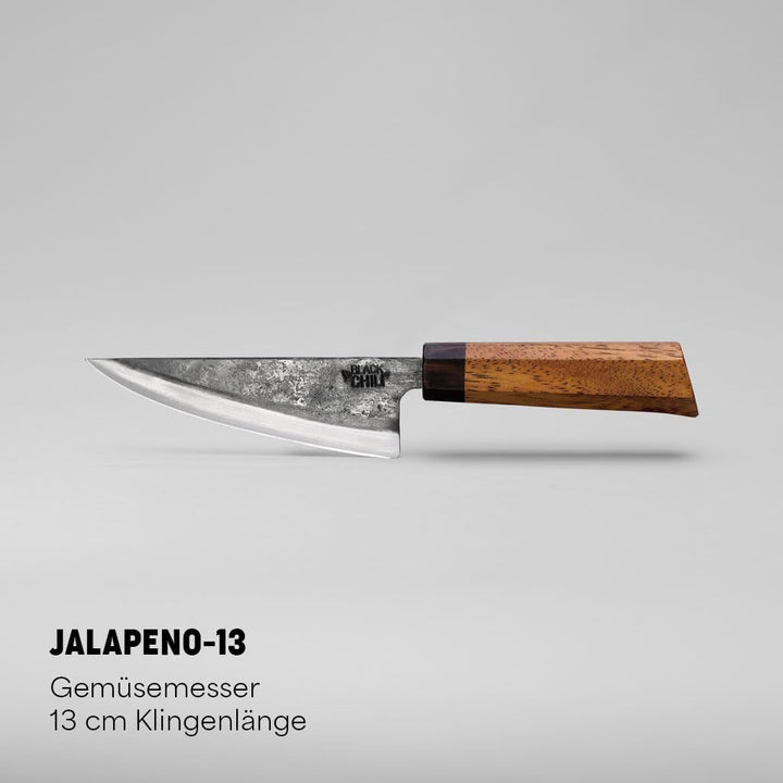 Küchenmesser Set (2-teilig) | Santoku Messer & Gemüsemesser mit Eisenholz Griff | 13 & 17 cm Carbons