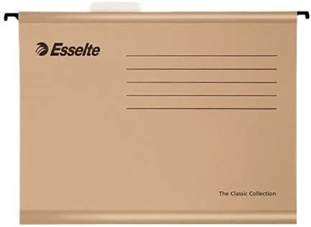 Esselte Classic - 50 Stück Hängemappen verstärkt mit transparentem Kunststoffvisier, A4, natur 50 St