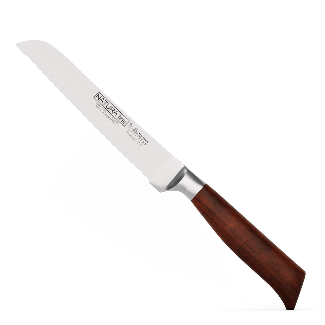 Burgvogel Solingen Natura Line, Brötchenmesser Holzgriff, rot satiniert, geschmiedet, 13 cm, rostfre