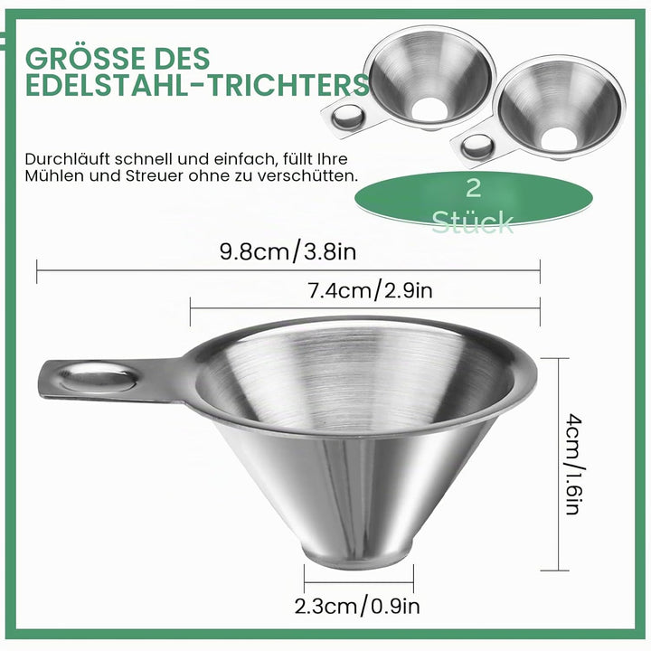 2 Stück Trichter Edelstahl Set, Marmeladentrichter mit Griff für Breite, zum Übertragen von Marmelad
