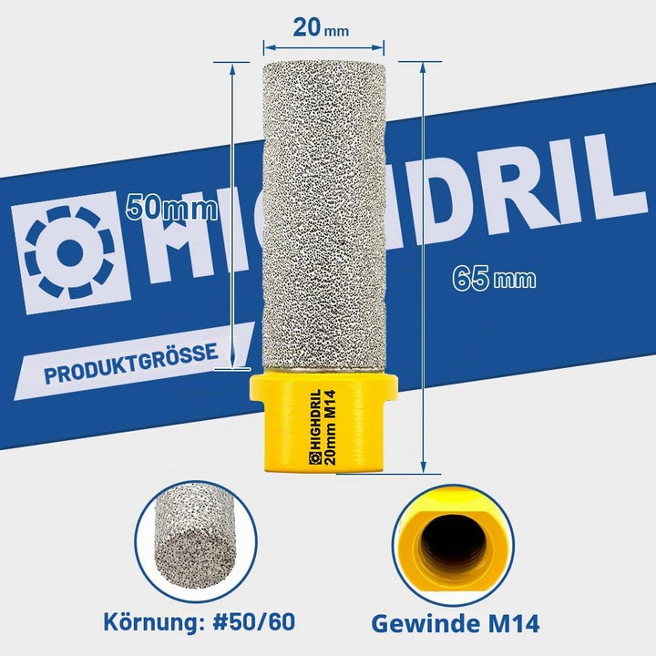 Diamant Fingerfräser Durchmesser,HIGHDRIL 2 Stück 20mm M14 Gewinde Vergrösserung Vorhandener Löcher