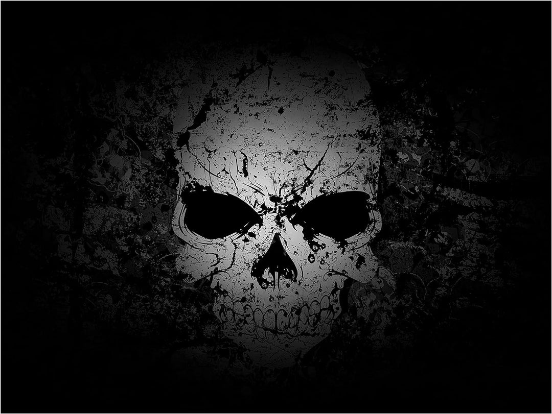 wandmotiv24 Totenkopf Wandbild aus Acrylglas, Grösse 80x60cm, Querformat, Schädel im Grunge Style, S