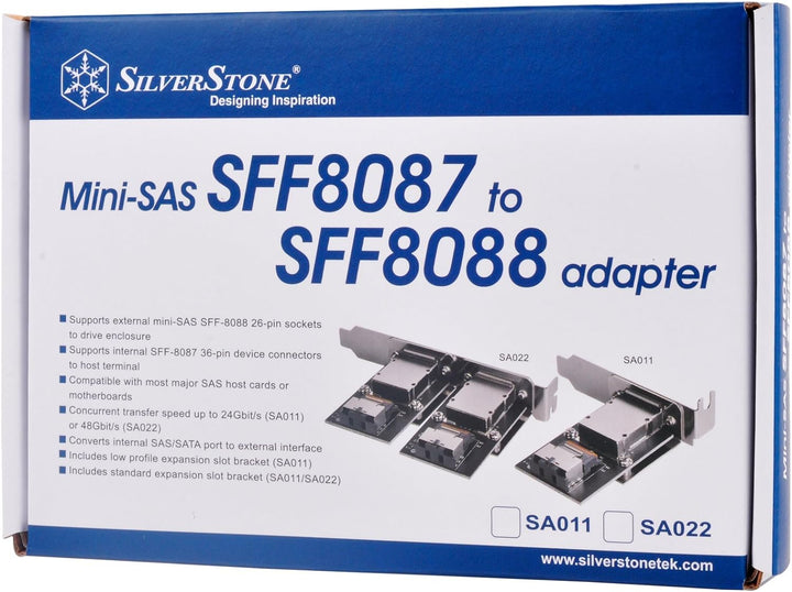 SilverStone SST-SA011 - Mini SAS Adapter, Intern Mini SAS 26pin SFF8087 zu Extern 36pin SFF8088, SST