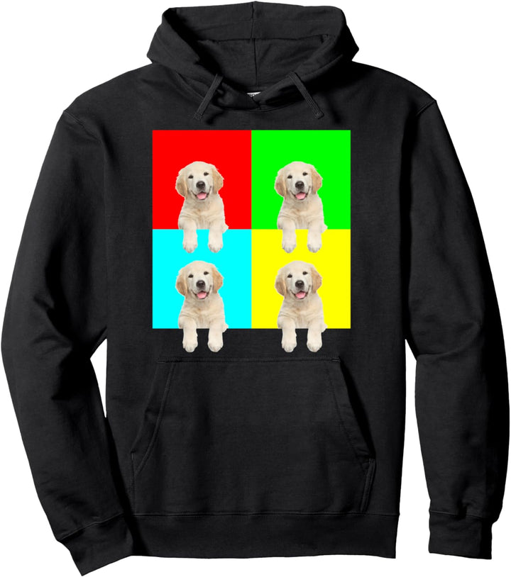 Pop Art Dog Golden Retriever Puppy Pullover Hoodie